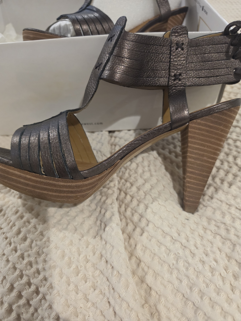 Nine West Metallic Bronze Strappy Platform Heels